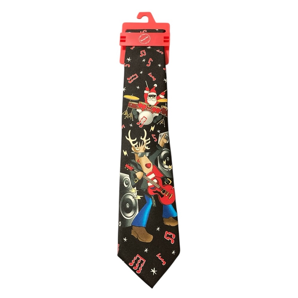 Kohl’s Bespoke Men’s Christmas Holiday Festive Tie Santa Reindeer Musicians NWT